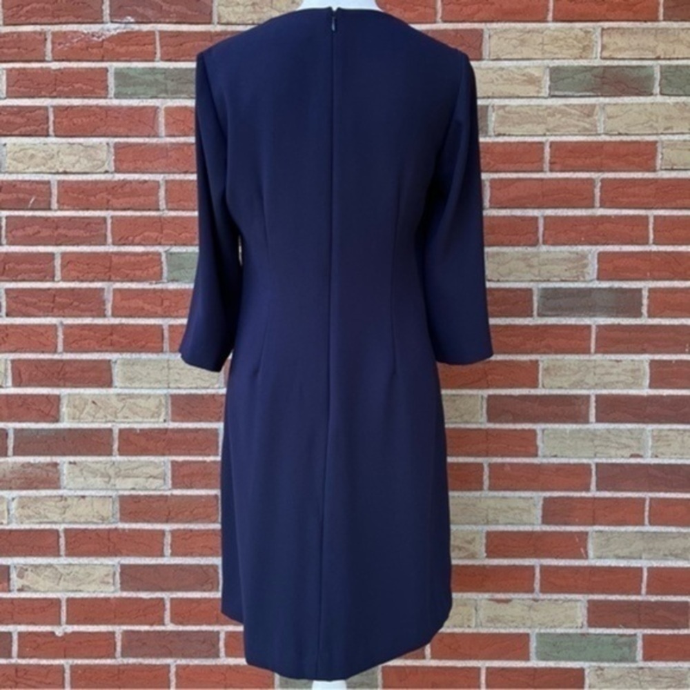 Eliza J Embroidered Round Neck Blue Pink White 3/4 Sleeve Dress 👗 - Picture 6 of 10